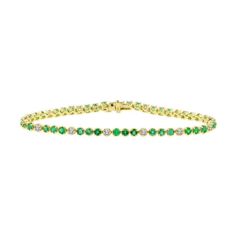 Emerald and Diamond Flexible Bracelet, 14K Yellow Gold