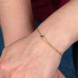 Delicate Emerald and Diamond Bracelet, 14K Yellow Gold