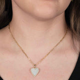 Mother of Pearl Removable Heart on Paperclip Chain, 14K Yellow Gold
