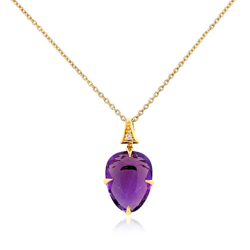 Faceted Amethyst Drop Necklace, 18K Yellow Gold