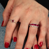 Oval Ruby and Diamond Halo Ring, 14K White Gold