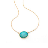 Oval Ethiopian Opal Necklace, 14K Yellow Gold