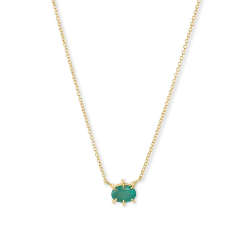Oval Emerald Necklace, 14K Yellow Gold