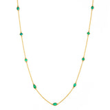 Emerald Mix Shape Necklace, 18 Inches, 18K Yellow Gold