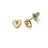 Child's Tiny Heart Earring with Diamond Accent, 14K
