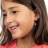 Child's Flower Dangle Earrings, 14K Yellow Gold
