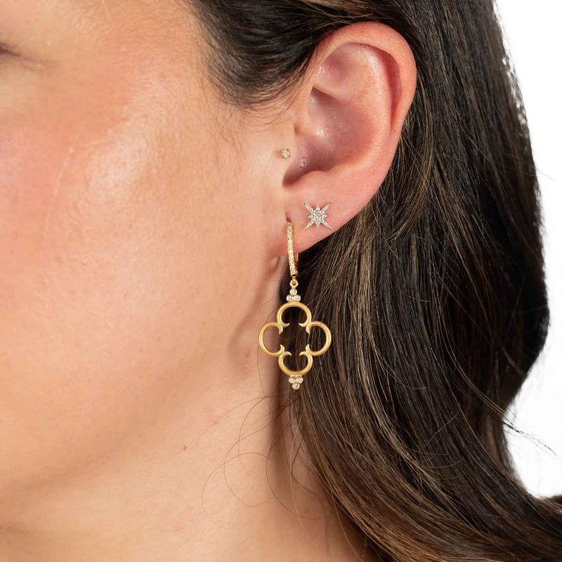 Diamond Starburst Stud Earrings, 14K Yellow Gold