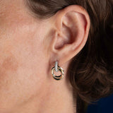 Diamond Interlocking Circles Drop Earrings, 14 Karat Gold