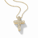 Small Diamond Cross, .50 inch long pendant, 14K YG