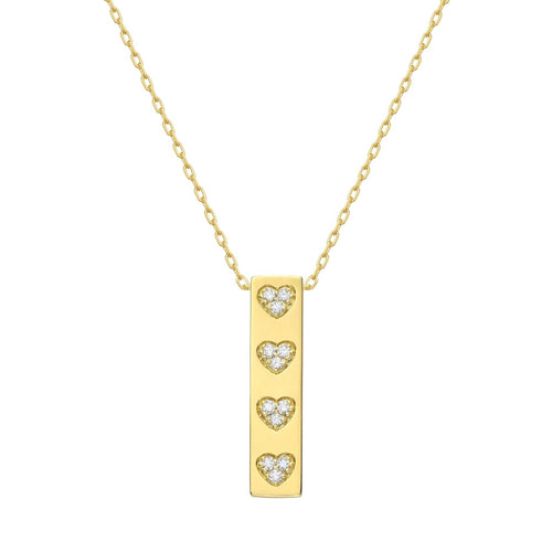 Diamond Hearts Pendant, 14K Yellow Gold