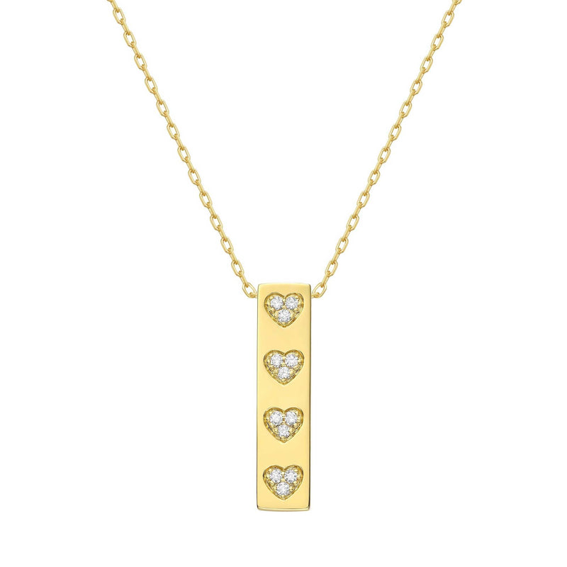 Diamond Hearts Pendant, 14K Yellow Gold