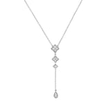 Diamond Y Drop Necklace, 14K White Gold