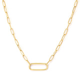 Paperclip Chain with Diamond Center, 14K Yellow Gold