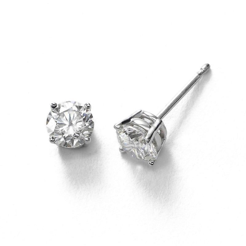 Diamond Stud Earrings, 1.03 Carat total, H/I-SI2, 14K White Gold