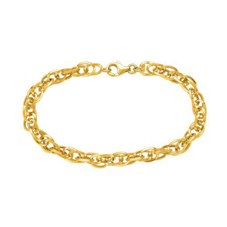 Double Link Lightweight Bracelet, 14K Yellow Gold