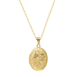 Floral Embossed Oval Locket, 14K Yellow Gold
