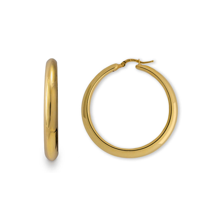 Large Hoops, 1.50 Inches, 18K Yellow Gold