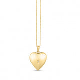 Heart Shape Locket with Diamond Accent, 14K Yellow Gold