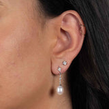 Freshwater Cultured Pearl and Diamond Dangle Earrings, 14K White Gold