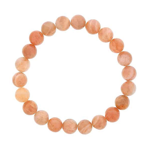 Peach Moonstone Beads, 8 MM, Stretch Bracelet