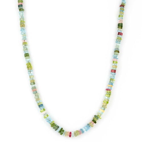 Multicolor Tourmaline Bead Necklace, 18 Inches, 14K Yellow Gold