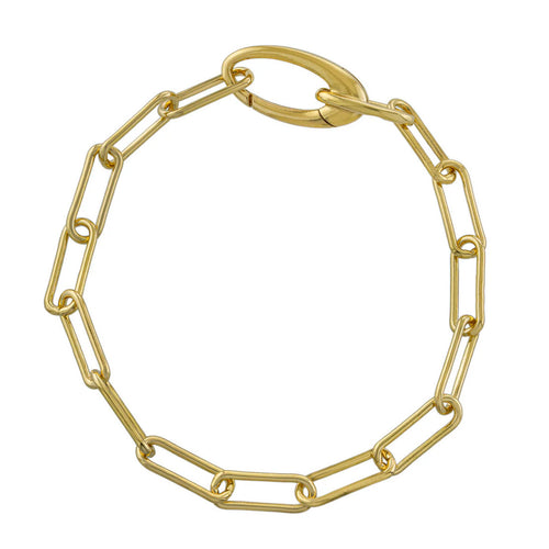 Paperclip Link Bracelet, Gold Plated