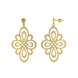 Hammered Filigree Dangle Earrings, Gold Plated