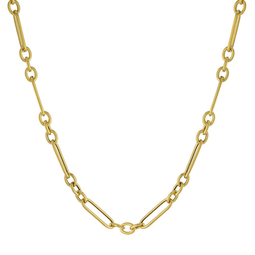 Mixed Shape Link Necklace, Gold Plated