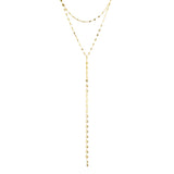 Lariat Style Mirror Link Necklace, Gold Plated
