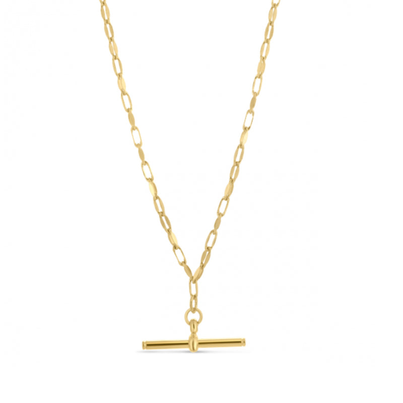 Paperclip Toggle Drop Necklace, 18 Inches, Vermeil