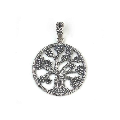 Beaded Tree of Life Pendant, Sterling Silver