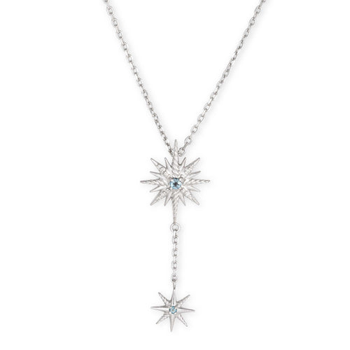 Double Starburst Diamond Necklace, Sterling Silver