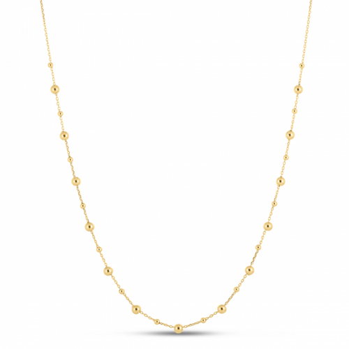 Alternating Size Bead Necklace, 18 Inches, 14K Yellow Gold