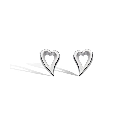 Desire Love Story Heart Stud Earrings, Sterling Silver
