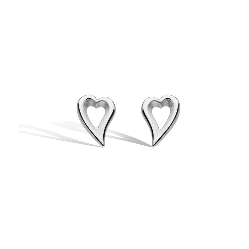 Desire Love Story Heart Stud Earrings, Sterling Silver
