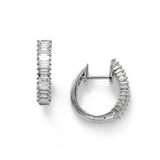 Baguette Diamond Hoop Earrings, .67 Carat, .55 Inch, 18K White Gold