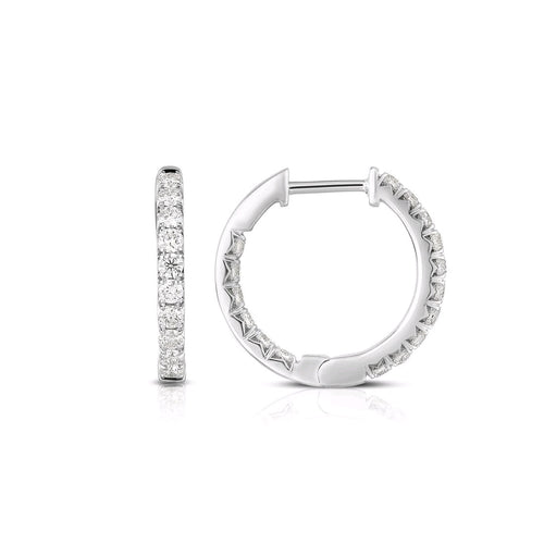 Inside Out Diamond Hoops, .75 Inch, .70 Carat, 14K White Gold