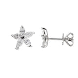 Diamond Flower Stud Earrings, .81 Carat, Platinum