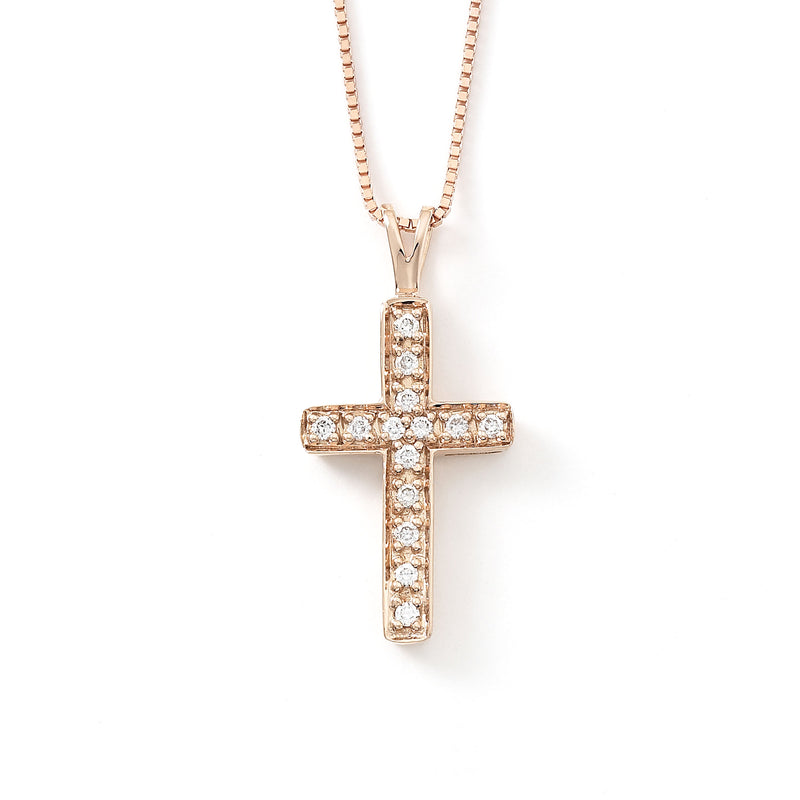 Diamond Cross, .15 Carat, 14K Rose Gold