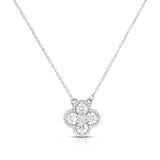 Clover Shape Diamond Necklace, 14K White Gold