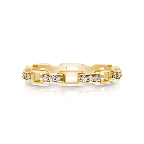 Open Link Diamond Ring, .24 Carat, 14K Yellow Gold
