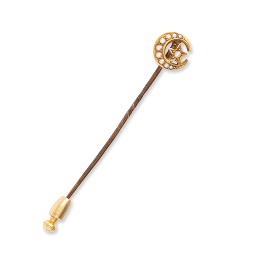 Pre-Owned Lapel Pin With Pearls, Base Metal
