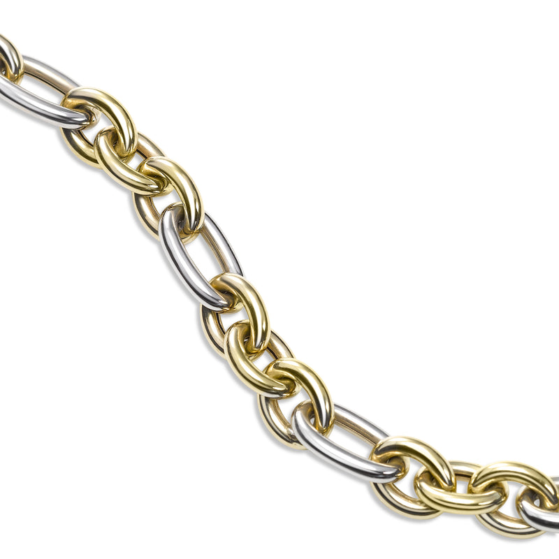 Two Tone Gold Link Bracelet, 14 Karat Gold