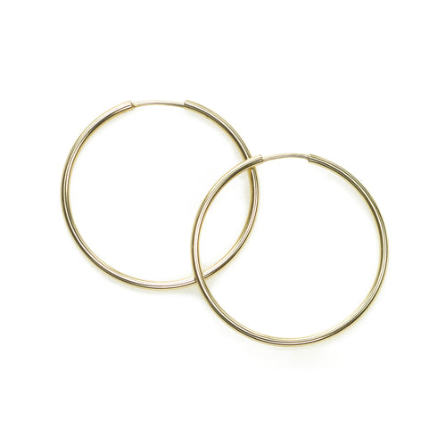 Medium Endless Hoop Earrings, 1.20 Inches, 14K Yellow Gold