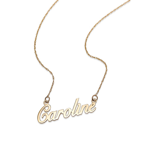 Script Nameplate Necklace, 14K Yellow Gold