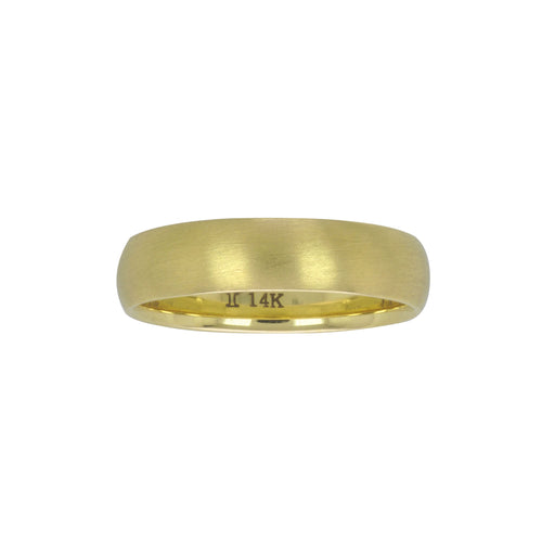 Dome Brushed 14K Yellow Gold Band, 5 MM
