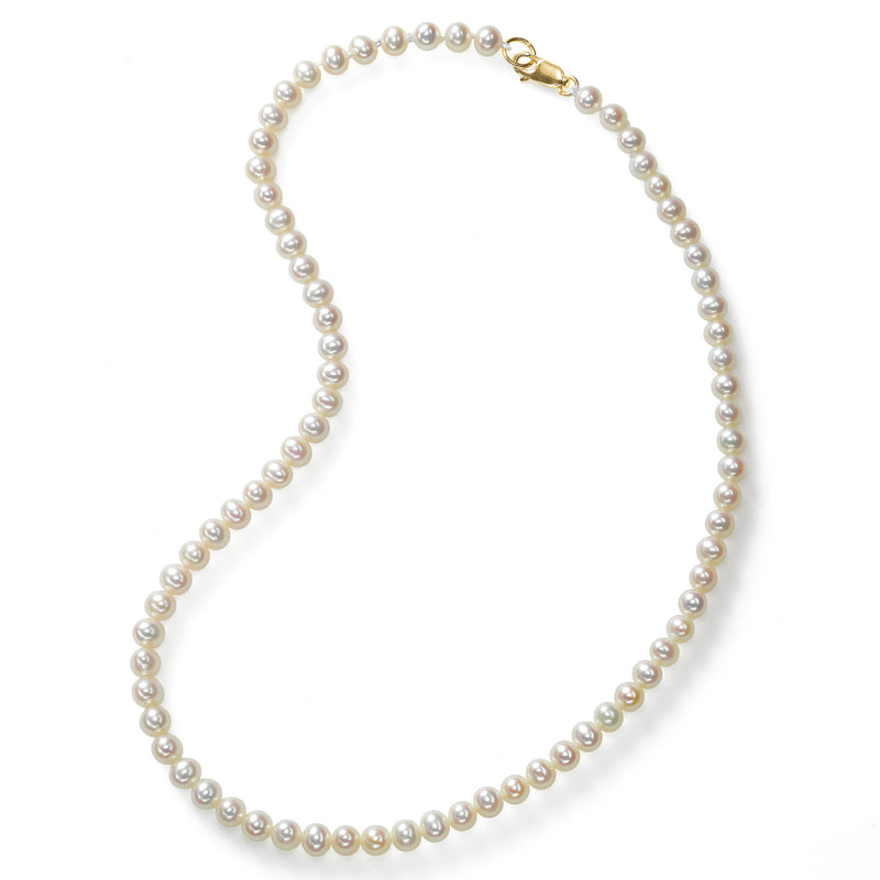 Child's 13.50-Inch Cultured Pearls, 4.5-5 MM, 14K Yellow Gold
