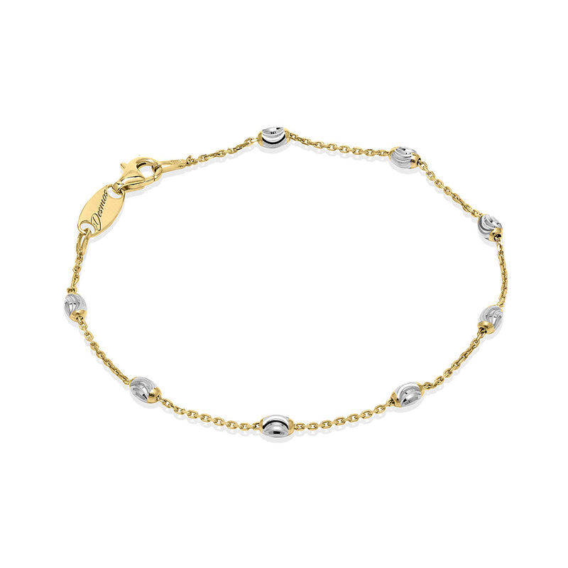 Oval Bead Bracelet, Sterling with 18K Yellow Gold Plating