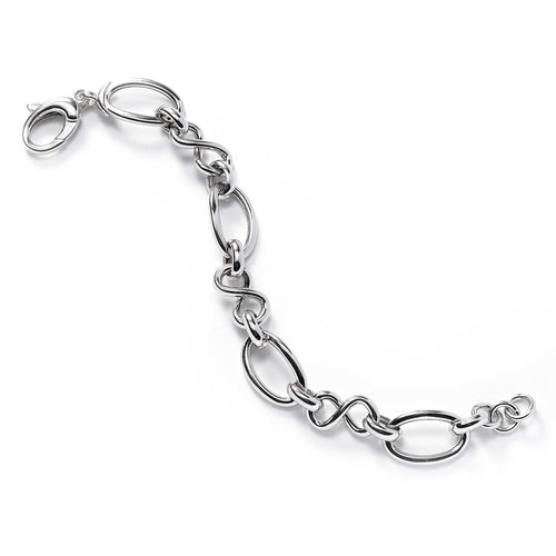 Mixed Open Link Style Bracelet, Sterling Silver