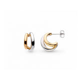 Two Tone Semi Hoop Earrings, Sterling and Gold Plating